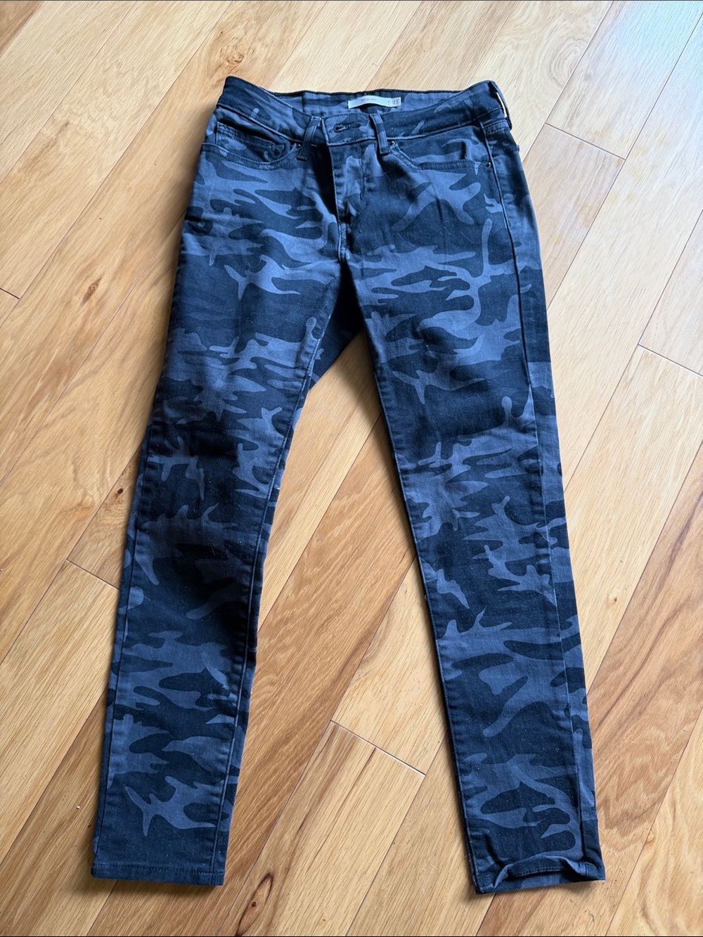 Levi's Black and Charcoal Camo 711 Skinny Jeans